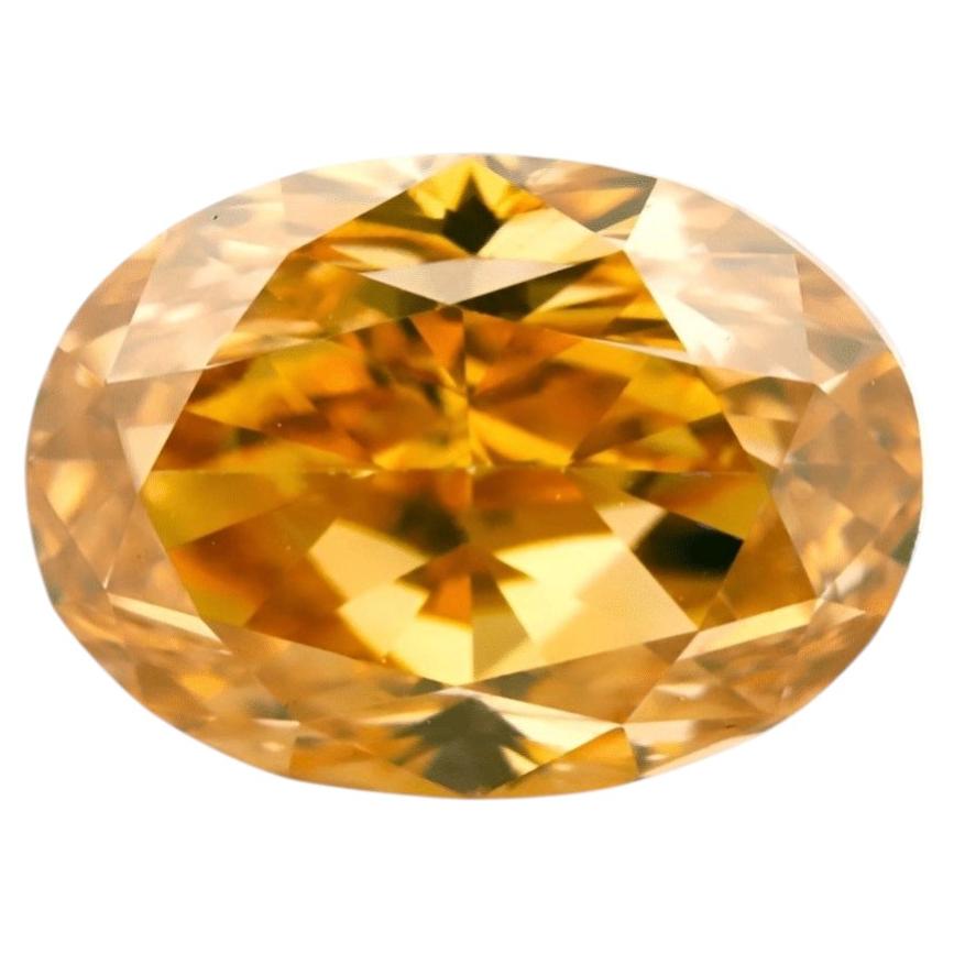 Natural GIA 1.33ct Fancy Deep Orangy Yellow Oval Modified Brilliant Diamond VS1