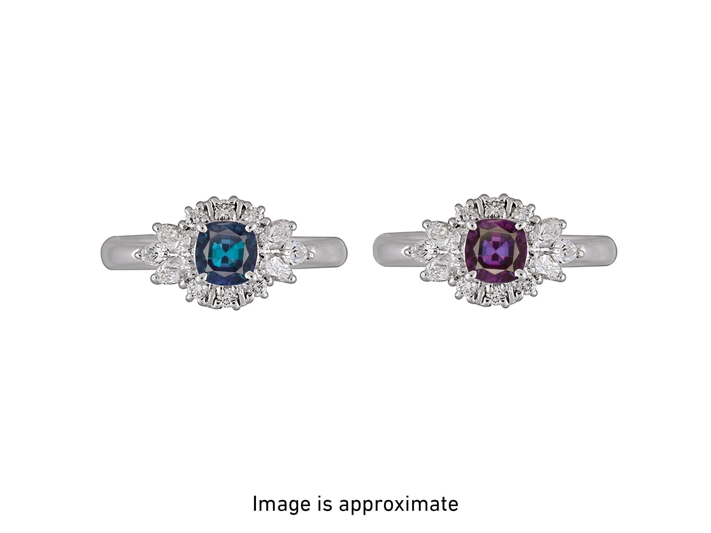 Cushion Cut Natural GIA Certified 0.68 Ct. Brazillian Alexandrite & Diamond Cocktail Ring For Sale