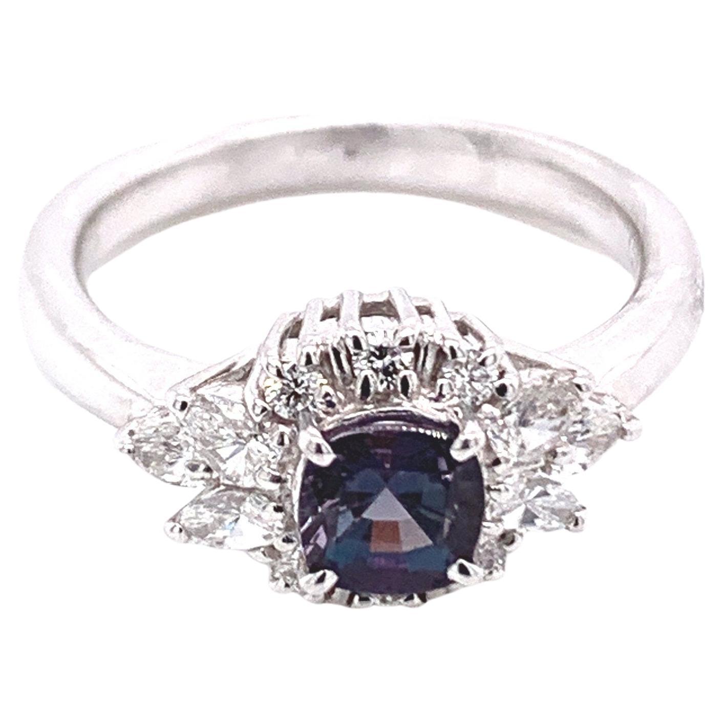 Natural GIA Certified 0.68 Ct. Brazillian Alexandrite & Diamond Cocktail Ring For Sale