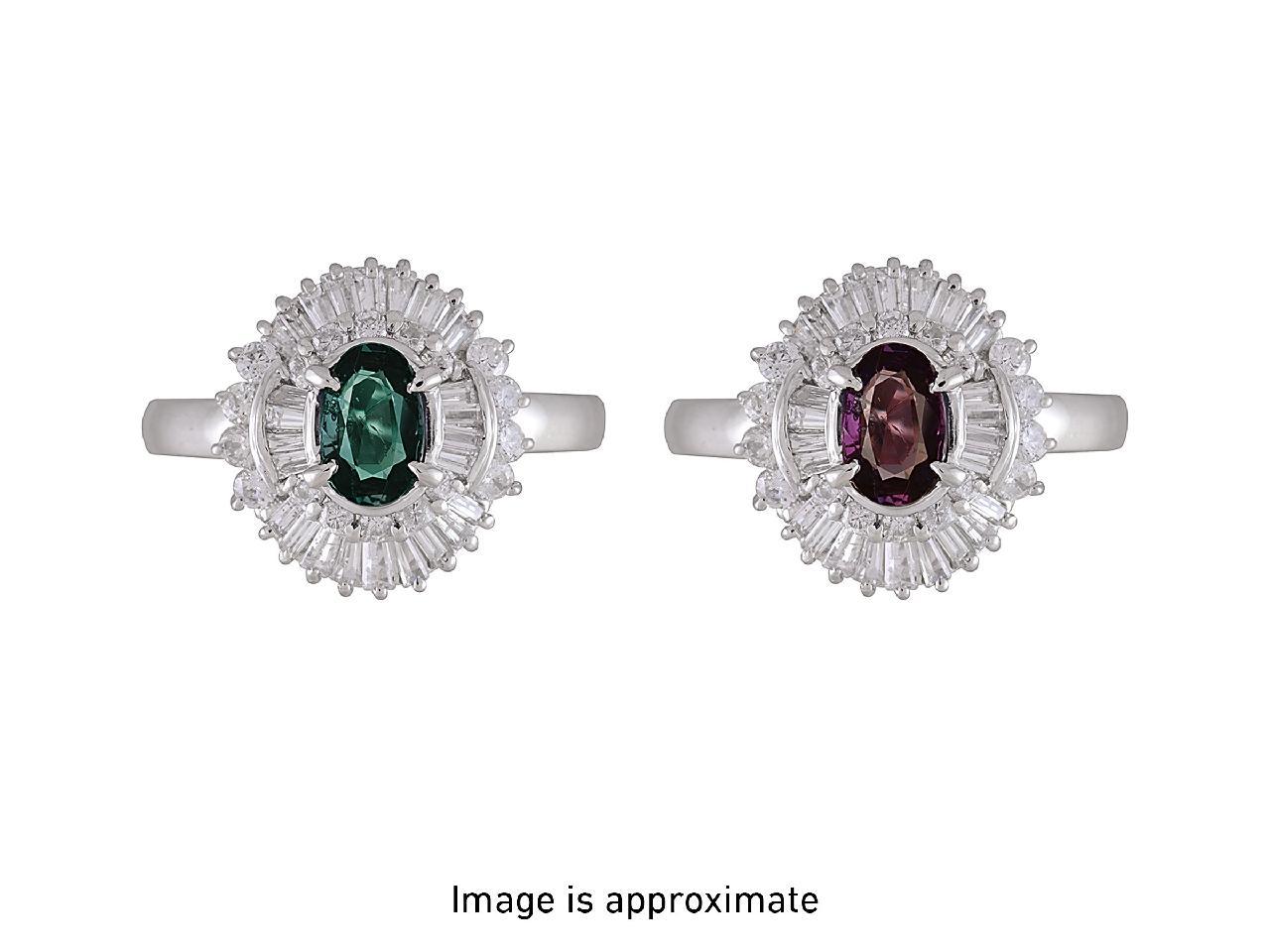 Oval Cut Natural GIA Certified 0.75 Ct. Brazillian Alexandrite & Diamond Vintage Ring For Sale
