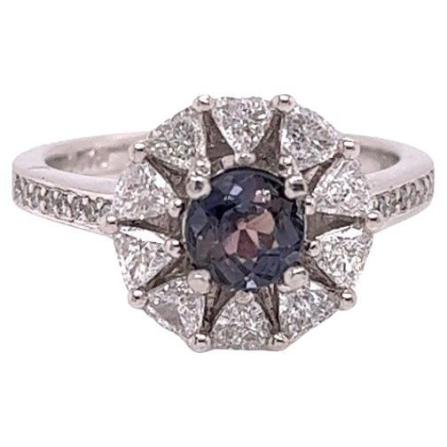 Natural GIA Certified 0.76 Ct Alexandrite & Diamond Cocktail Ring For Sale