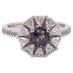 Anello cocktail con alessandrite e diamante naturale certificato GIA da 0,76 carati