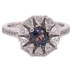 Natural GIA Certified 0.76 Ct Alexandrite & Diamond Cocktail Ring