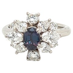 Natürlicher GIA-zertifizierter 0,85 Karat Vintage-Ring aus brasilianischem Alexandrit und Diamant