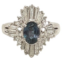 Natural GIA Certified 0.86 Ct Brazillian Alexandrite 
Diamond Vintage Ring