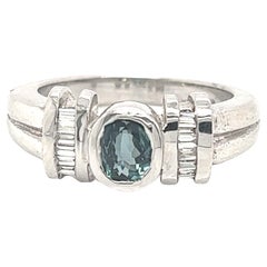 Natural GIA Certified 0.87 Ct Alexandrite & Diamond Vintage Ring