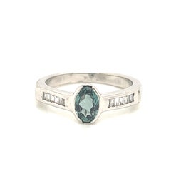 Anillo Vintage de Alejandrita Brasileña y Diamante Natural Certificado GIA de 0.92 Quilates