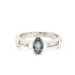 Bague vintage en alexandrite brésilienne et diamants 0,92 carat certifiés GIA