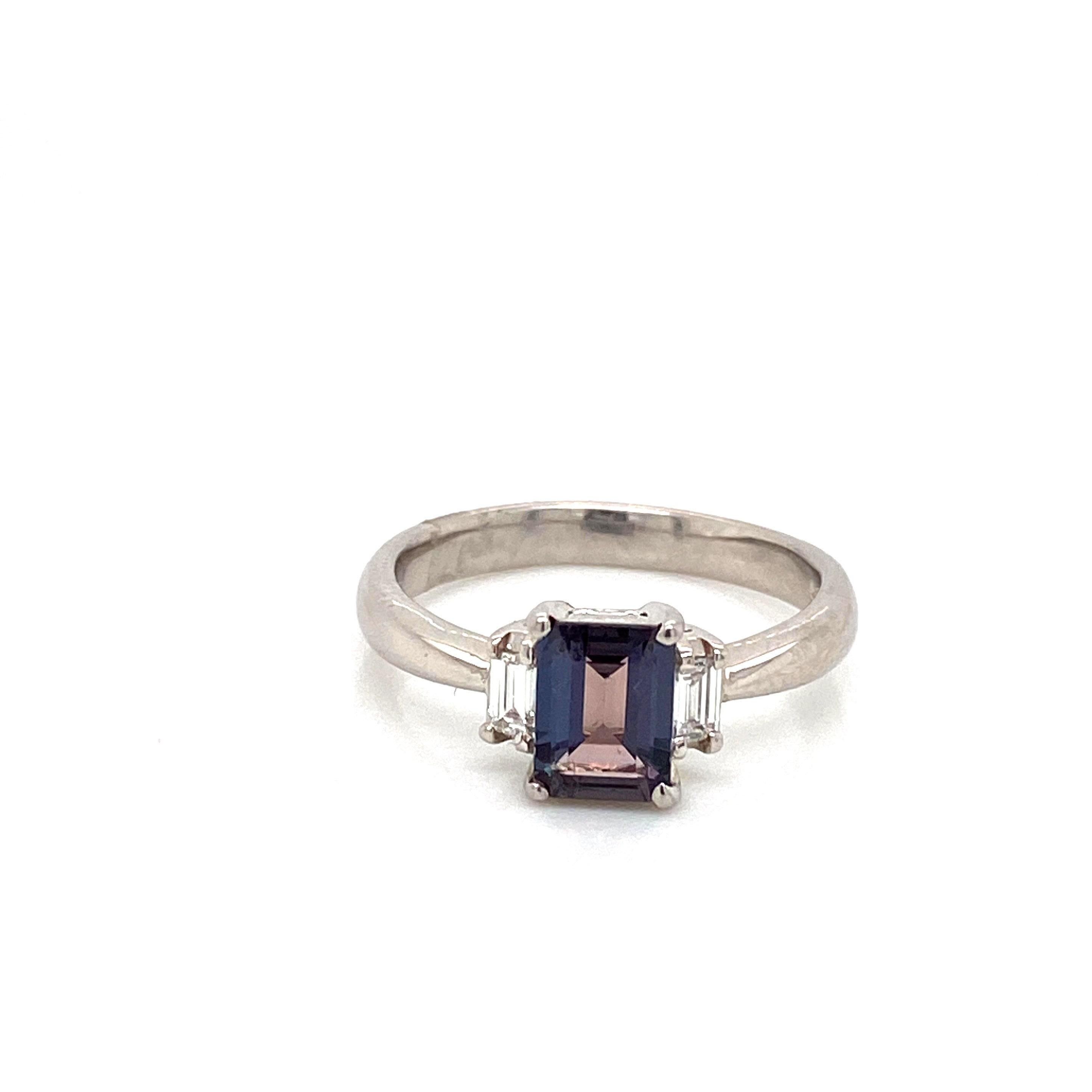 Victorian Natural GIA Certified 0.96 Ct. Brazillian Alexandrite & Diamond Cocktail Ring For Sale
