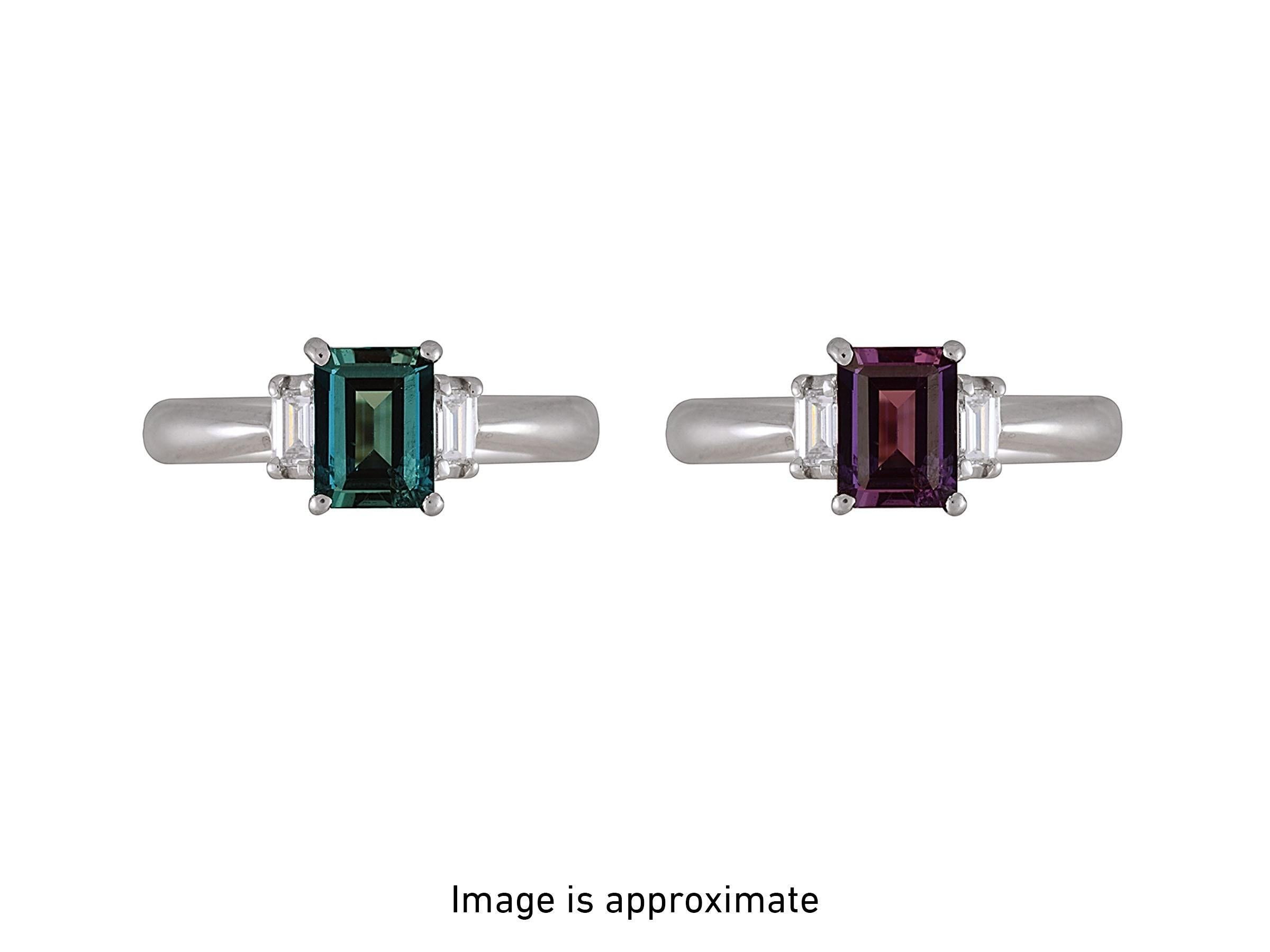 Emerald Cut Natural GIA Certified 0.96 Ct. Brazillian Alexandrite & Diamond Cocktail Ring For Sale