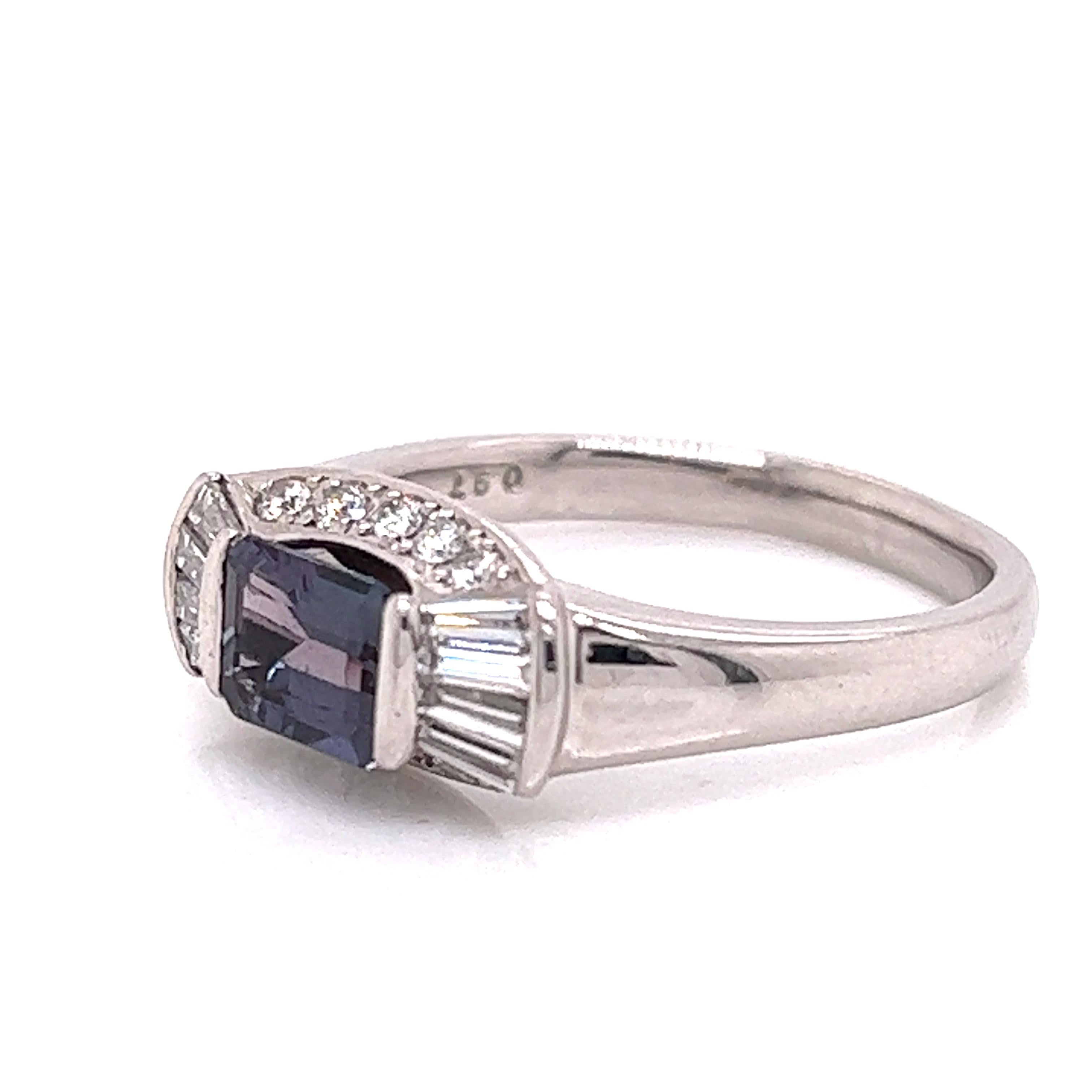 Victorian Natural GIA Certified 0.97 Ct. Brazillian Alexandrite & Diamond Vintage Ring For Sale