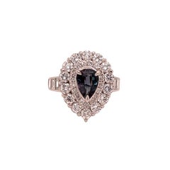 Natural GIA Certified 0.99 ct. Pear Brazillian Alexandrite Diamond Vintage Ring