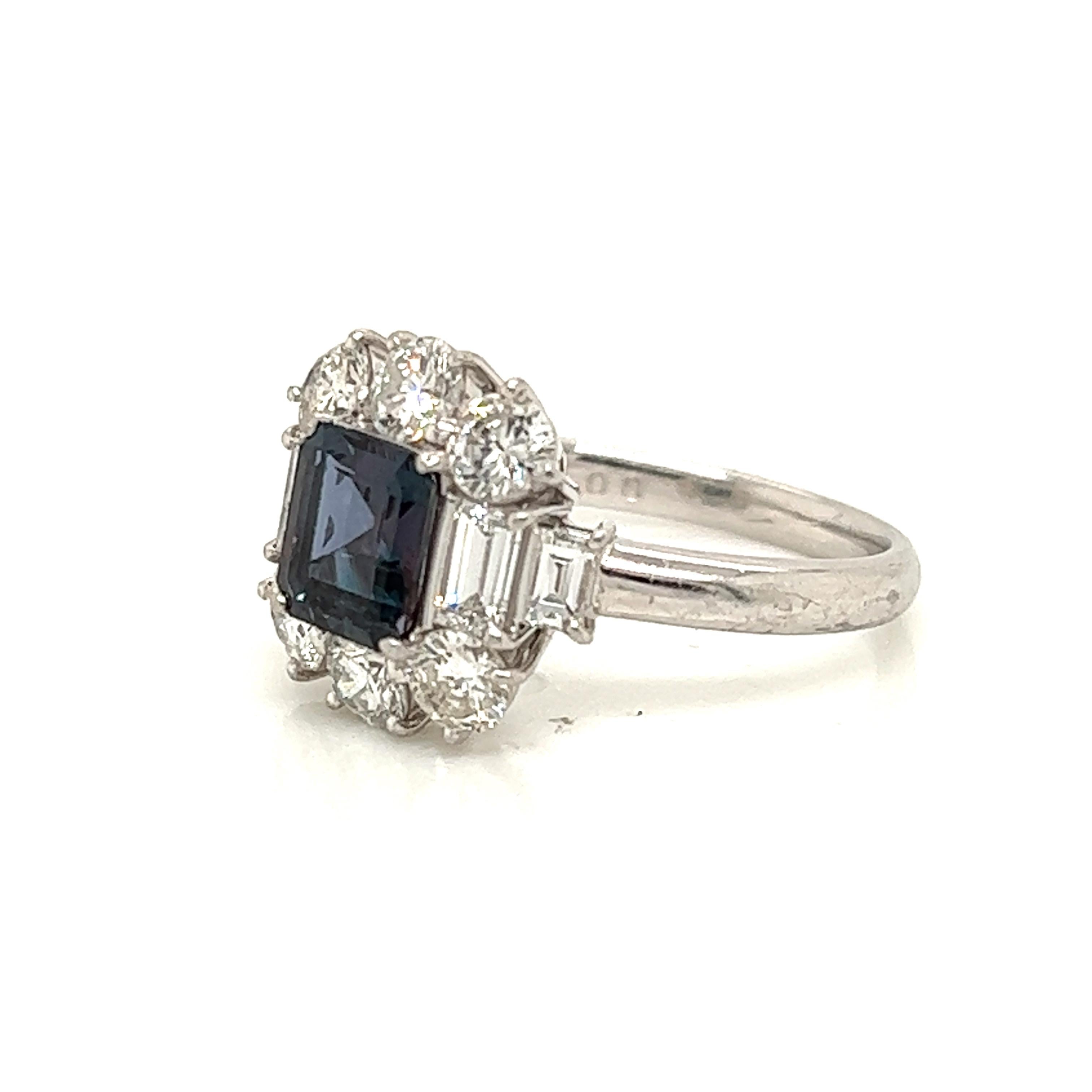 Victorian Natural GIA Certified 1.00 Ct. Brazillian Alexandrite & Diamond Cocktail Ring For Sale