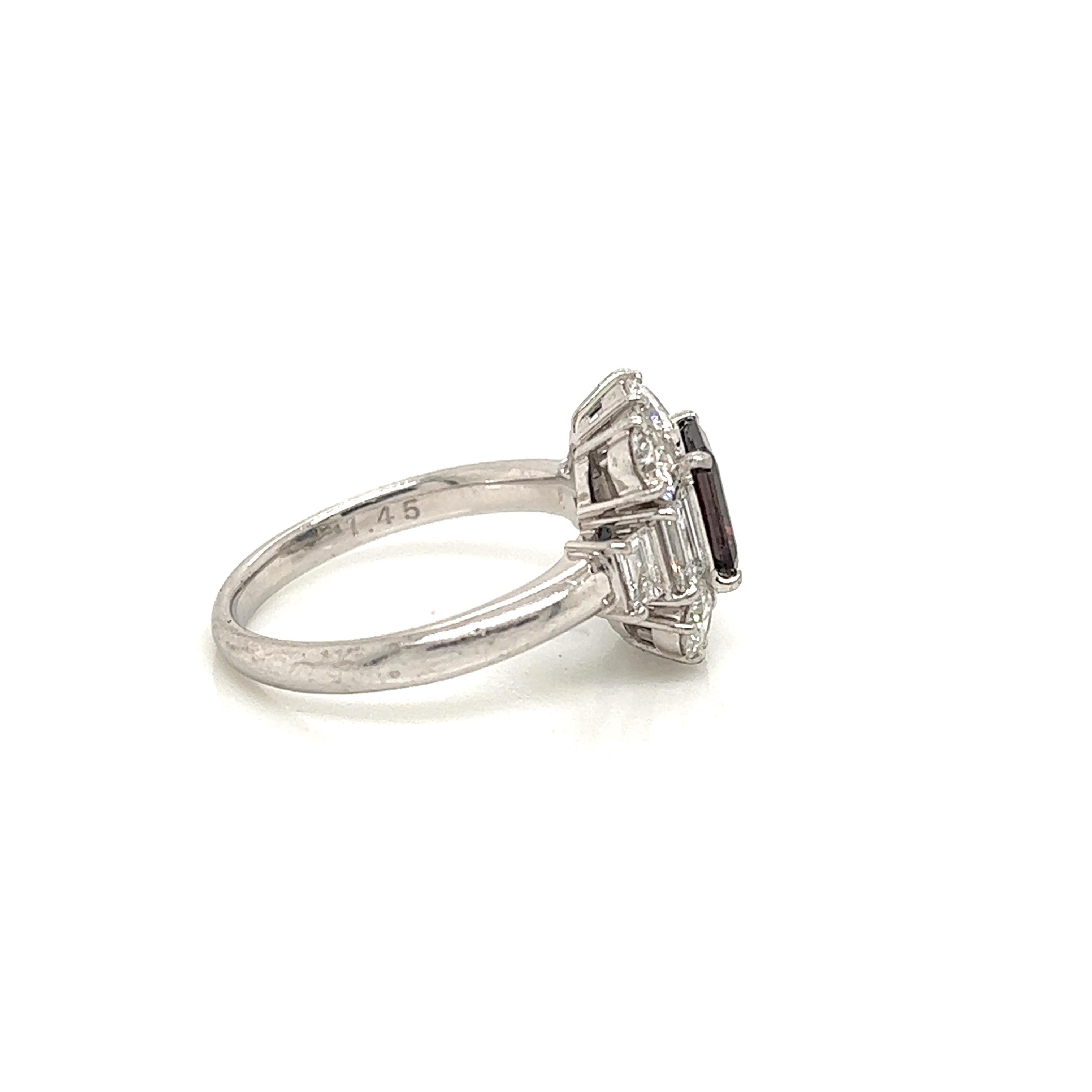 Emerald Cut Natural GIA Certified 1.00 Ct. Brazillian Alexandrite & Diamond Cocktail Ring For Sale