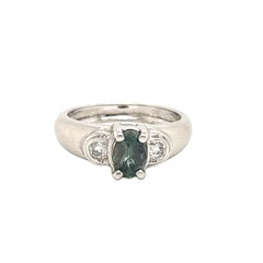Natural GIA Certified 1.00 Ct Brazillian Alexandrite & Diamond Vintage Ring