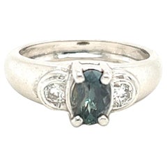 Natural GIA Certified 1.00 Ct Brazillian Alexandrite & Diamond Vintage Ring