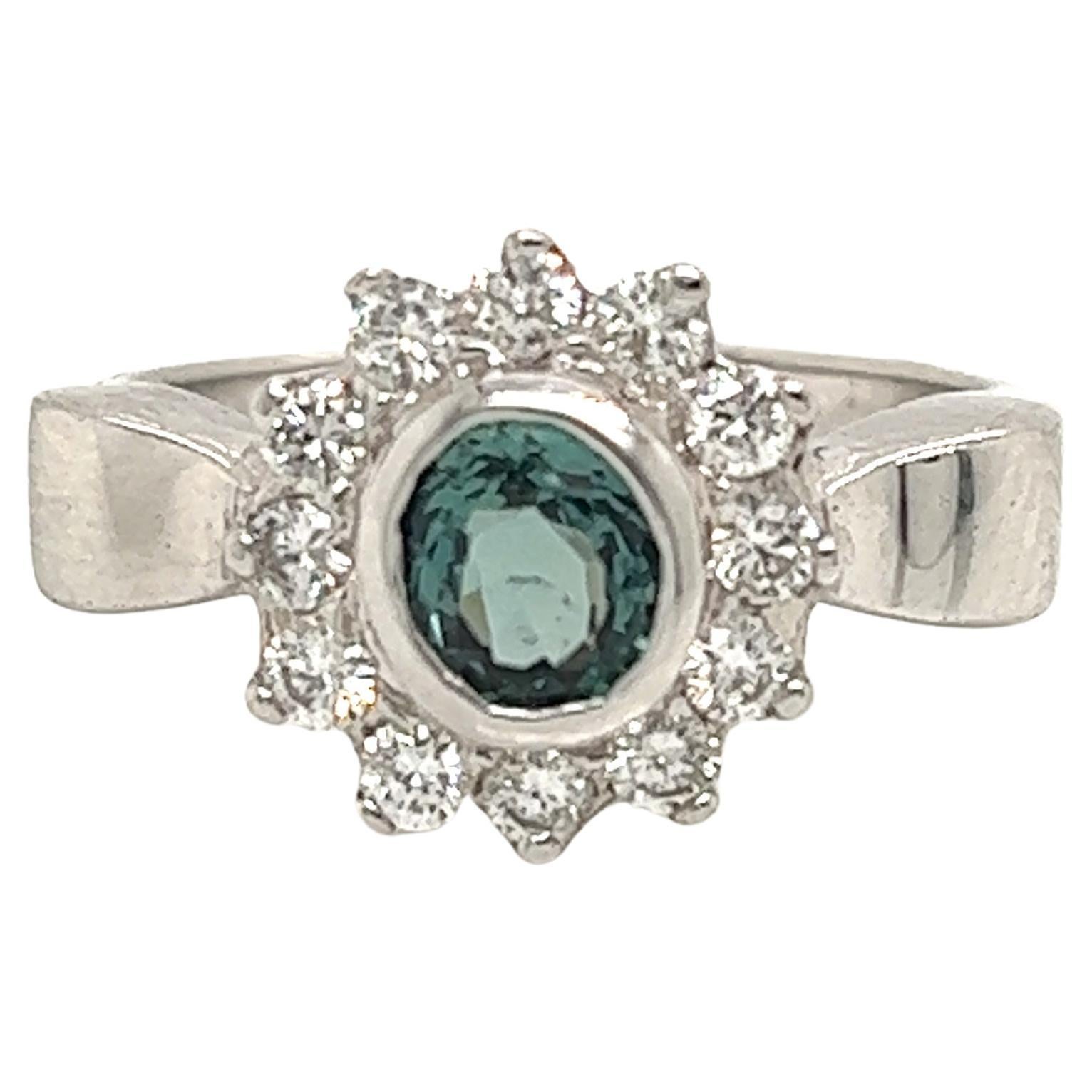 Natural GIA Certified 1.01 Ct Alexandrite & Diamond Cocktail Ring For Sale