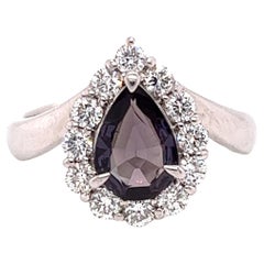 Anello vintage con alessandrite brasiliana e diamante naturale certificato GIA da 1.08 carati