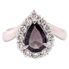 Bague vintage avec alexandrite brésilienne certifiée GIA de 1,08 carat et diamants