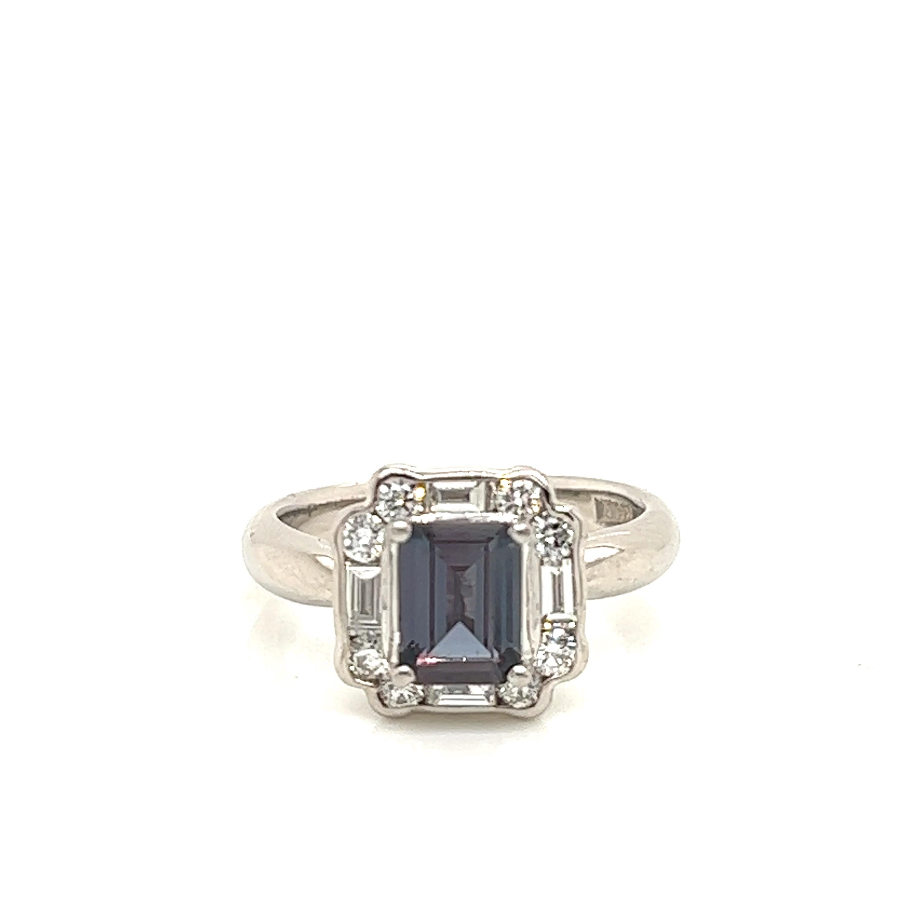 Victorian Natural GIA Certified 1.10 Ct. Brazillian Alexandrite & Diamond Cocktail Ring For Sale