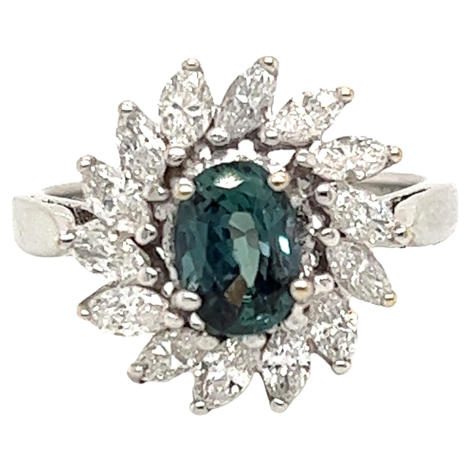GIA Cert 5.10ct Alexandrite and Diamond Ring For Sale at 1stDibs