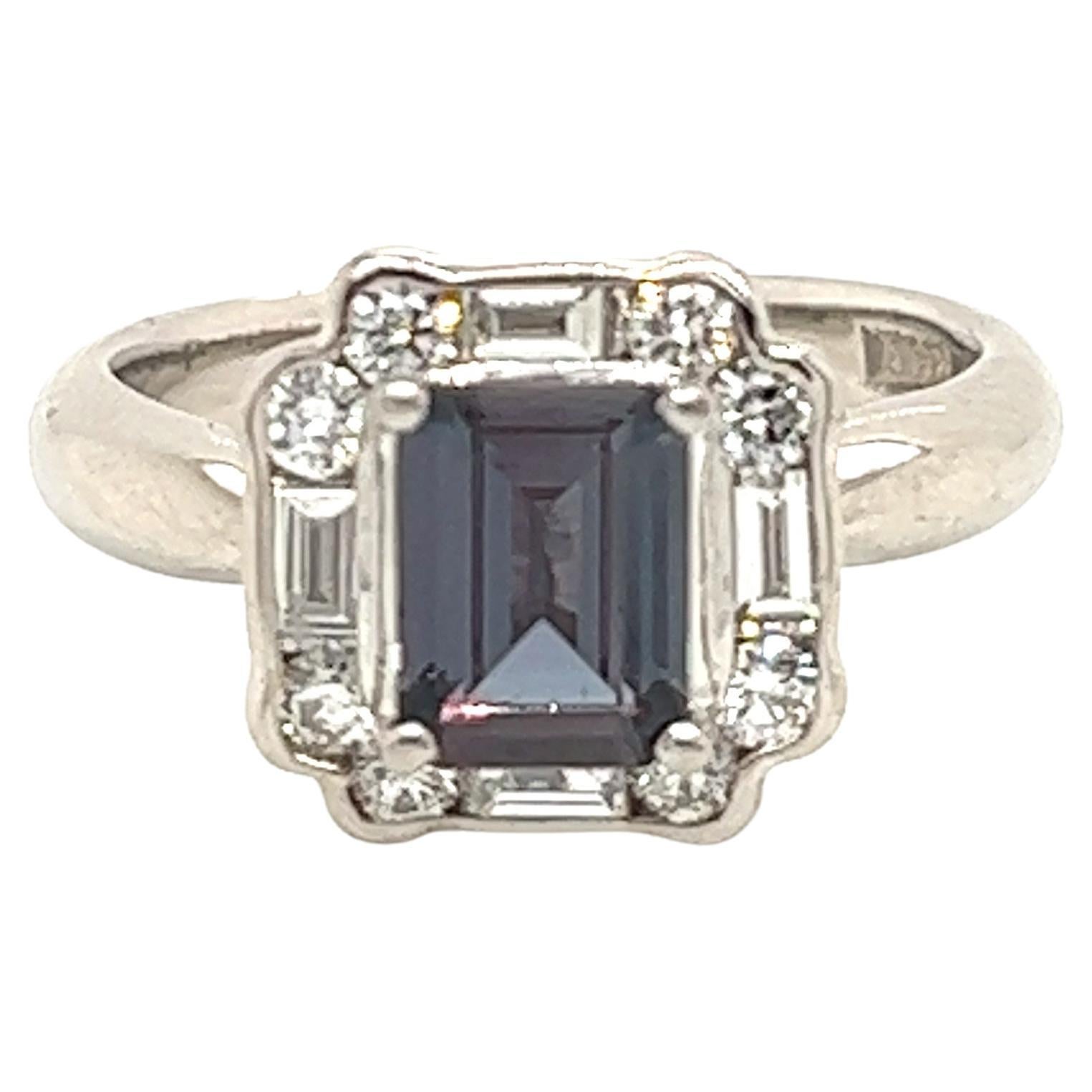 Natural GIA Certified 1.10 Ct. Brazillian Alexandrite & Diamond Cocktail Ring For Sale
