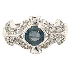 Natural GIA Certified 1.11 Ct  Alexandrite & Diamond Vintage Ring