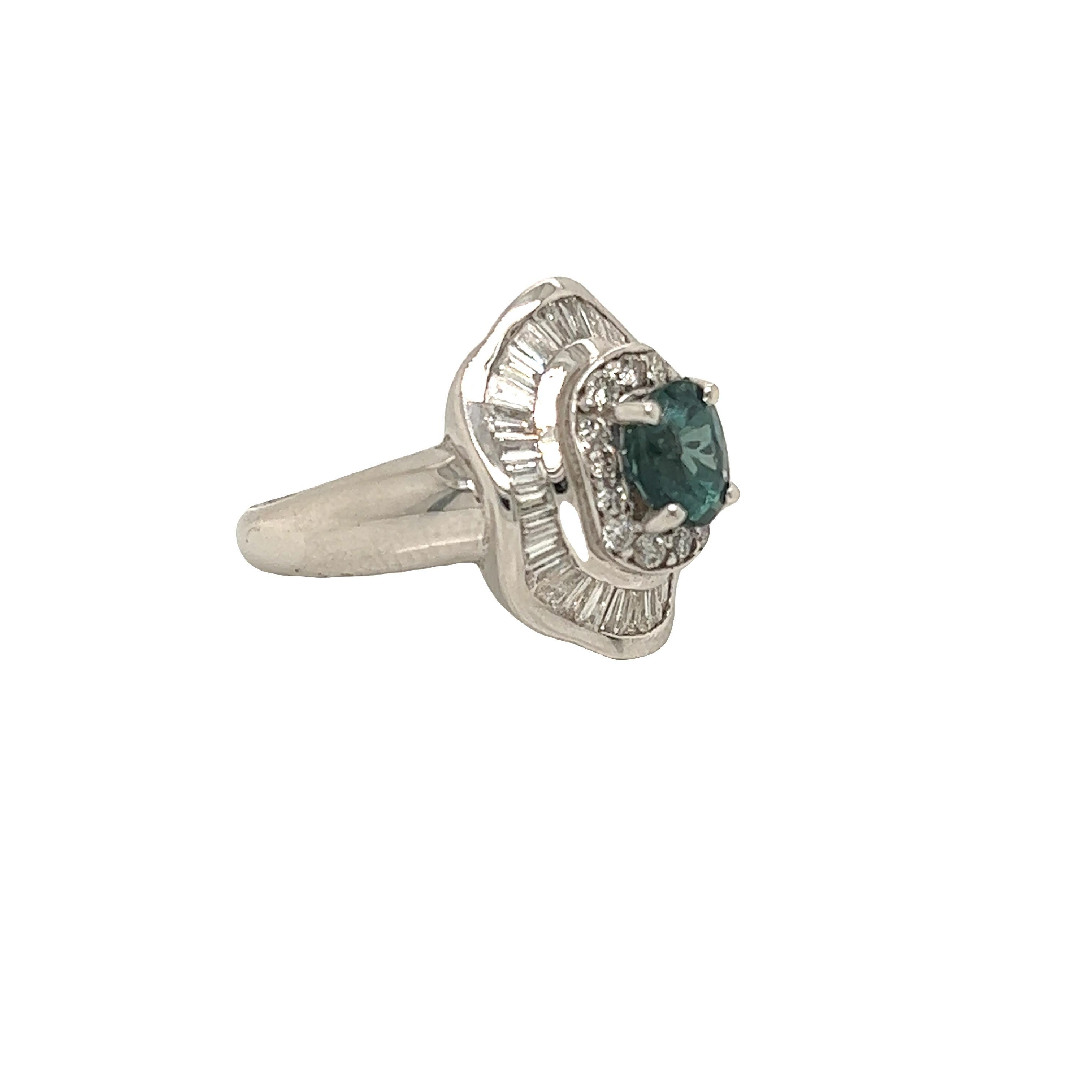 Victorian Natural GIA Certified 1.16 Ct. Brazillian Alexandrite & Diamond Cocktail Ring For Sale