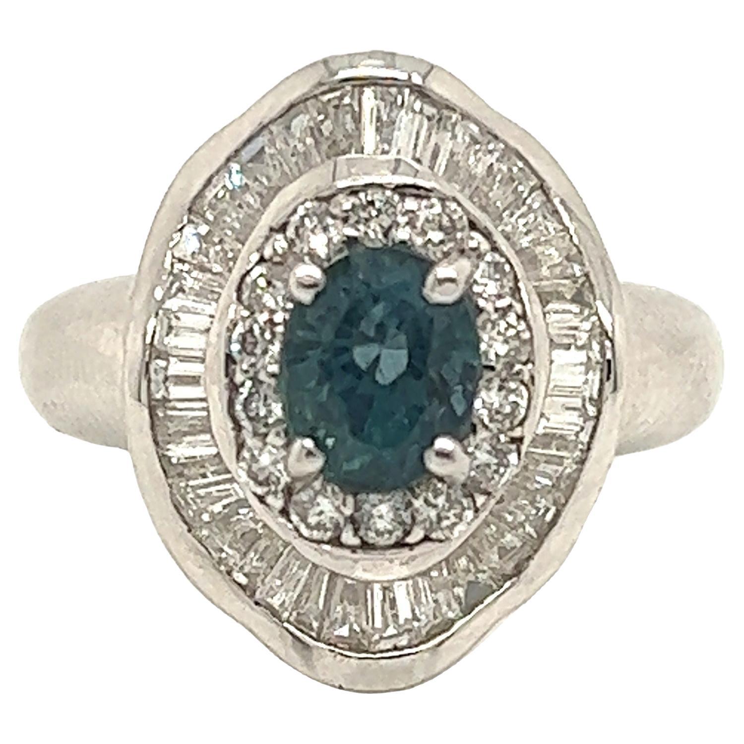 Natural GIA Certified 1.16 Ct. Brazillian Alexandrite & Diamond Cocktail Ring For Sale