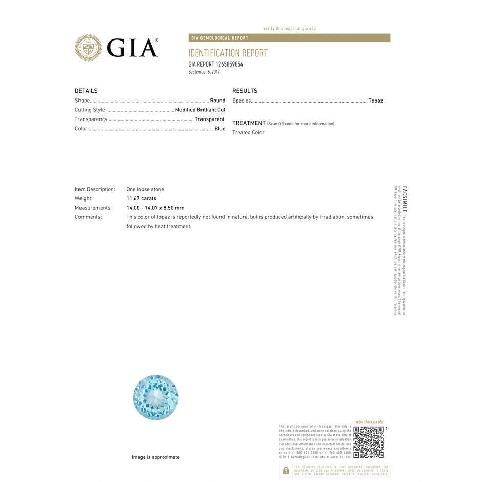 Natural GIA Certified 11.67 ct Sky Blue Topaz Pendant in 14K Rose Gold 2