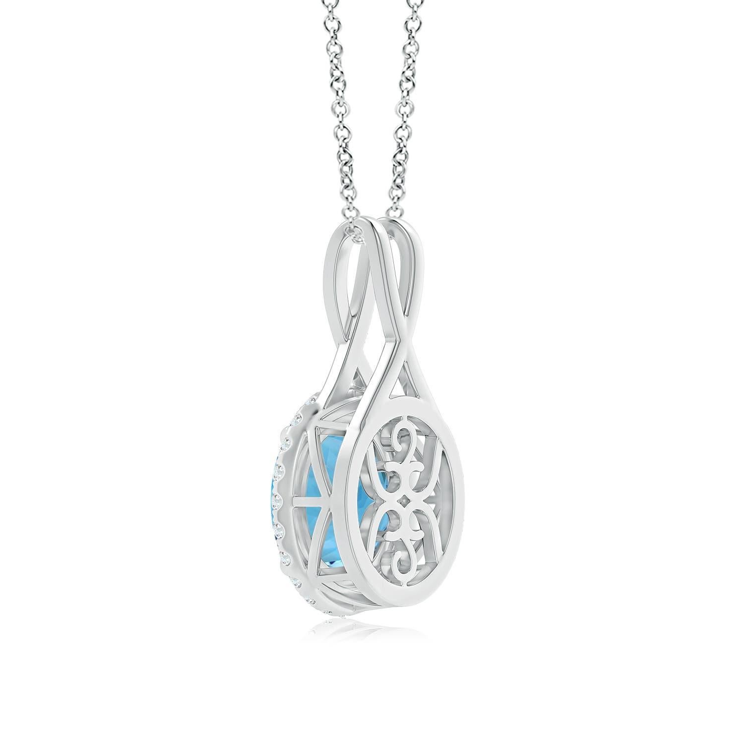 Modern Natural GIA Certified 11.67 ct Sky Blue Topaz Pendant in 14K White Gold