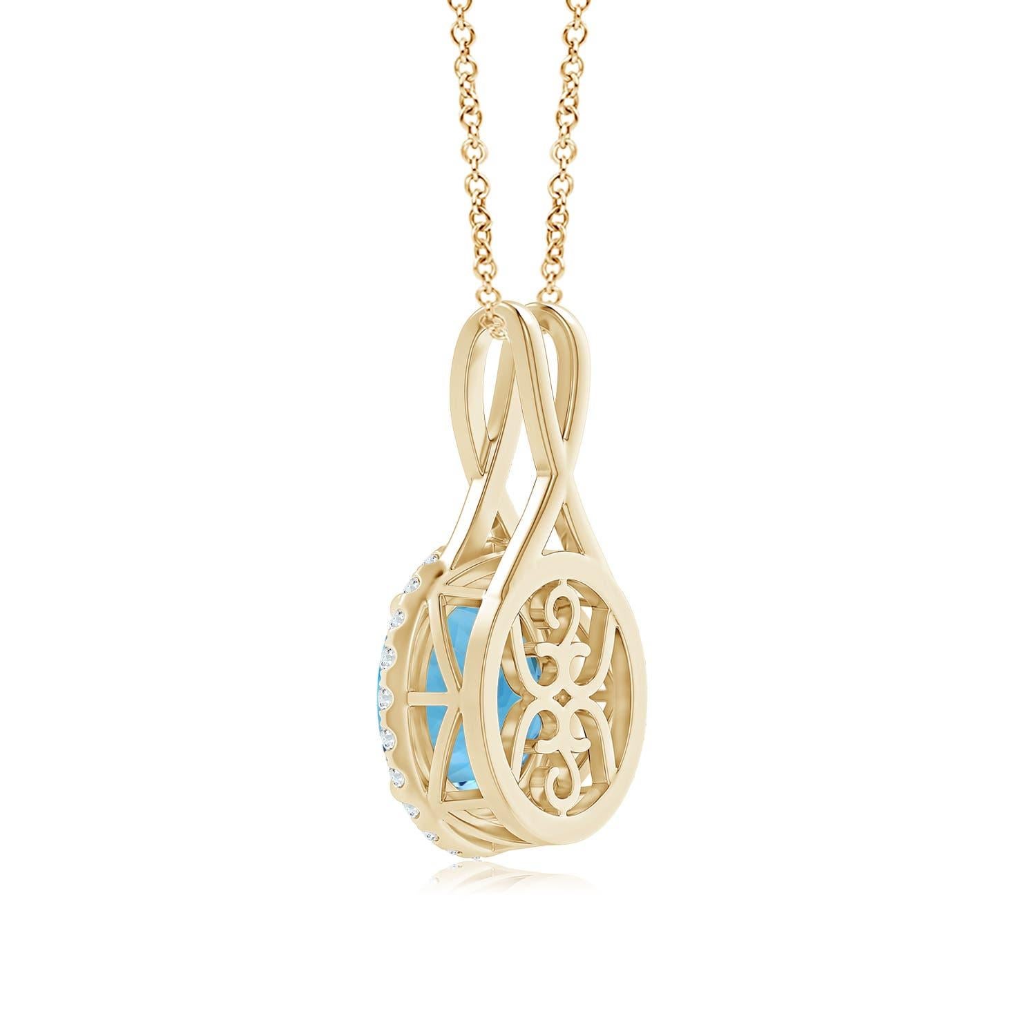 Modern Natural GIA Certified 11.67 ct Sky Blue Topaz Pendant in 14K Yellow Gold
