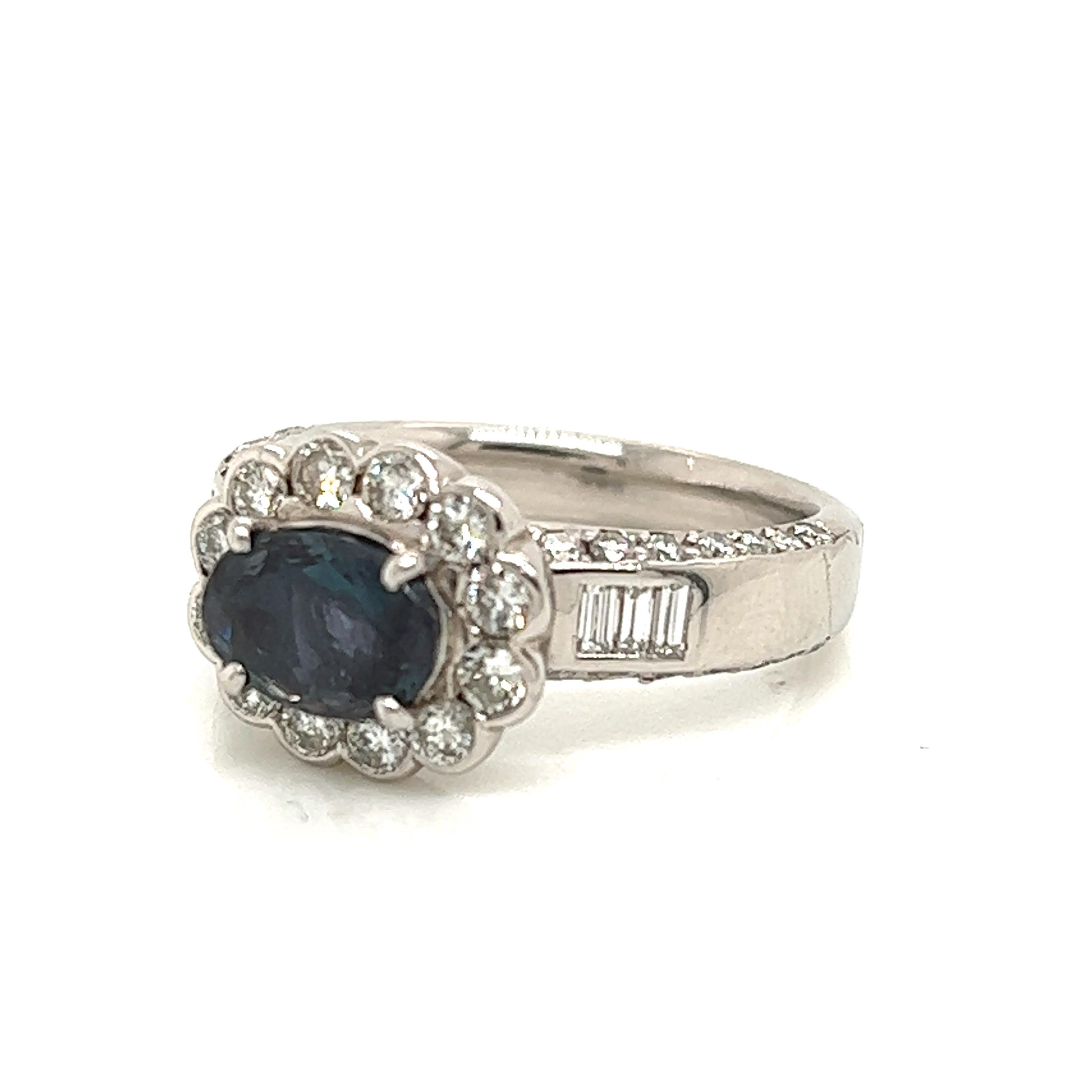 Women's Natural GIA Certified 1.19 Ct. Brazillian Alexandrite & Diamond Cocktail Ring For Sale