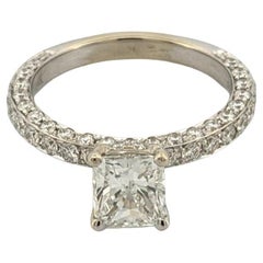 Natural GIA Certified 1.21ct  F VS1 14K Gold Cushion Diamond Engagement Ring