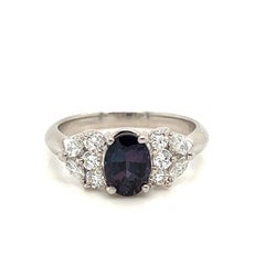 Natural GIA Certified 1.24 Ct. Brazillian Alexandrite & Diamond Vintage Ring