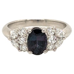 Natürlicher GIA-zertifizierter 1,24 Karat Vintage-Ring aus brasilianischem Alexandrit und Diamant