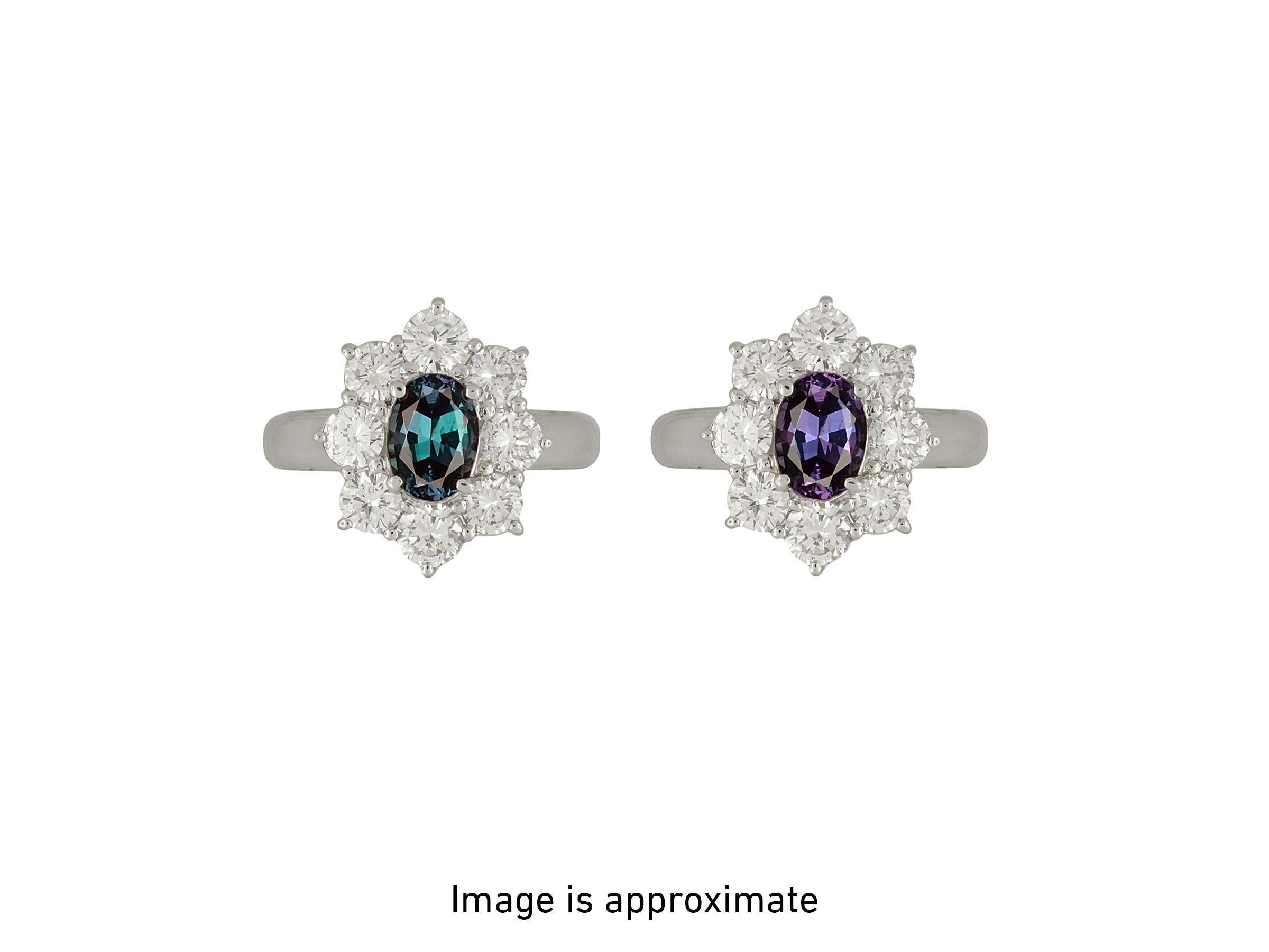 Oval Cut Natural GIA Certified 1.25 Ct. Brazillian Alexandrite & Diamond Cocktail Ring For Sale