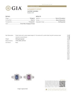 Natural GIA Certified 1.40 Ct Brazillian Alexandrite & Diamond Cocktail Ring