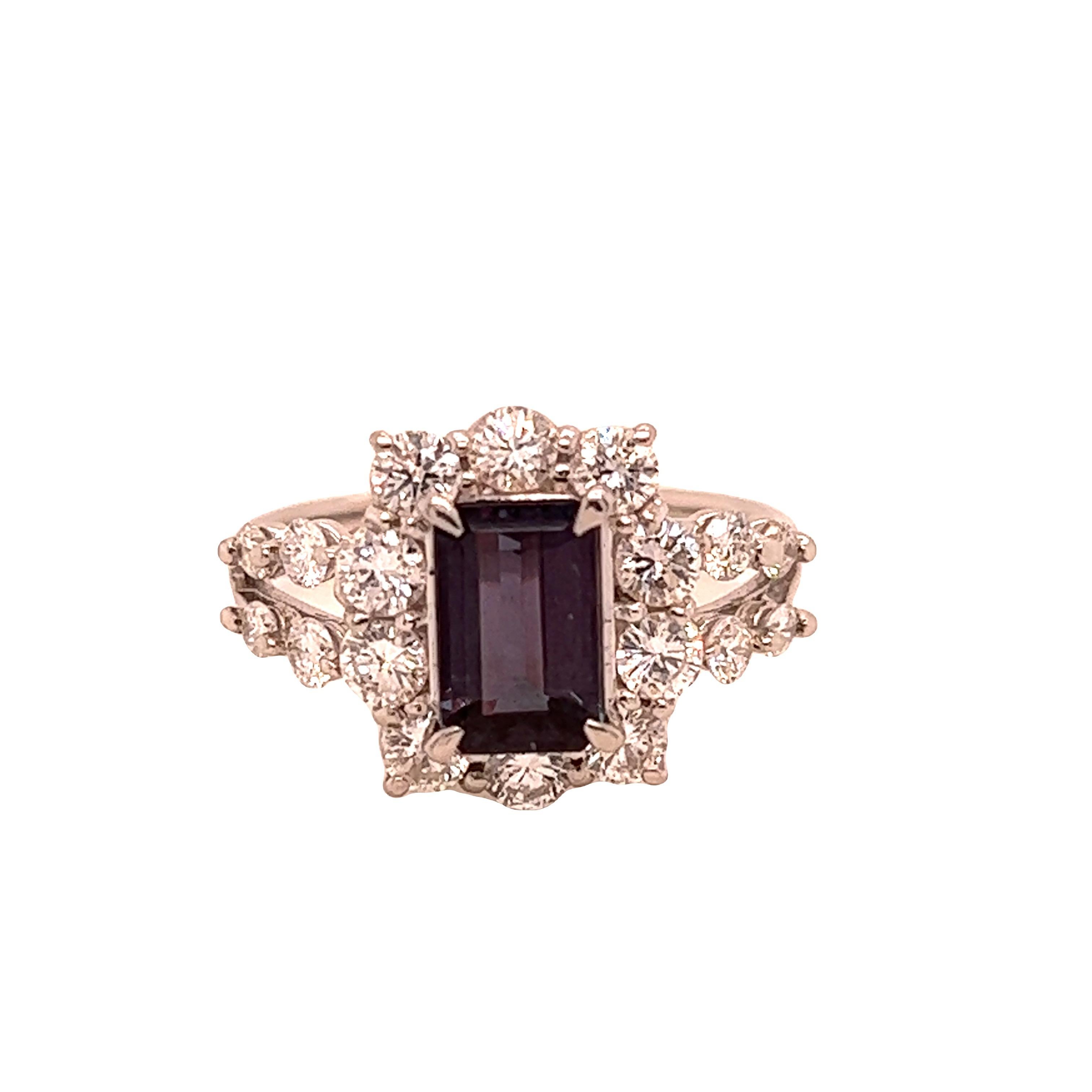 Victorian Natural GIA Certified 1.40 Ct Brazillian Alexandrite & Diamond Cocktail Ring For Sale