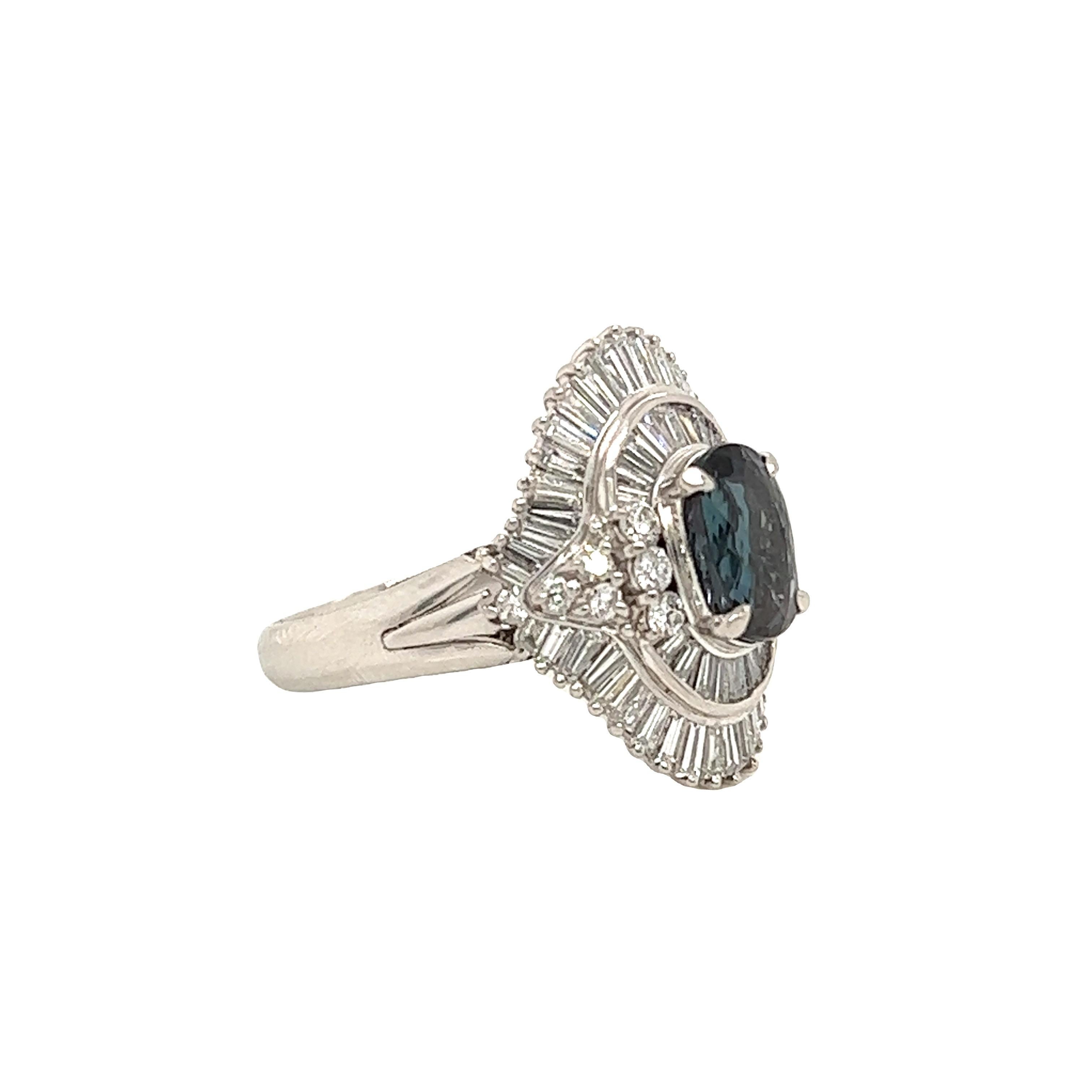 Victorian Natural GIA Certified 1.40 Ct. Brazillian Alexandrite & Diamond Cocktail Ring For Sale