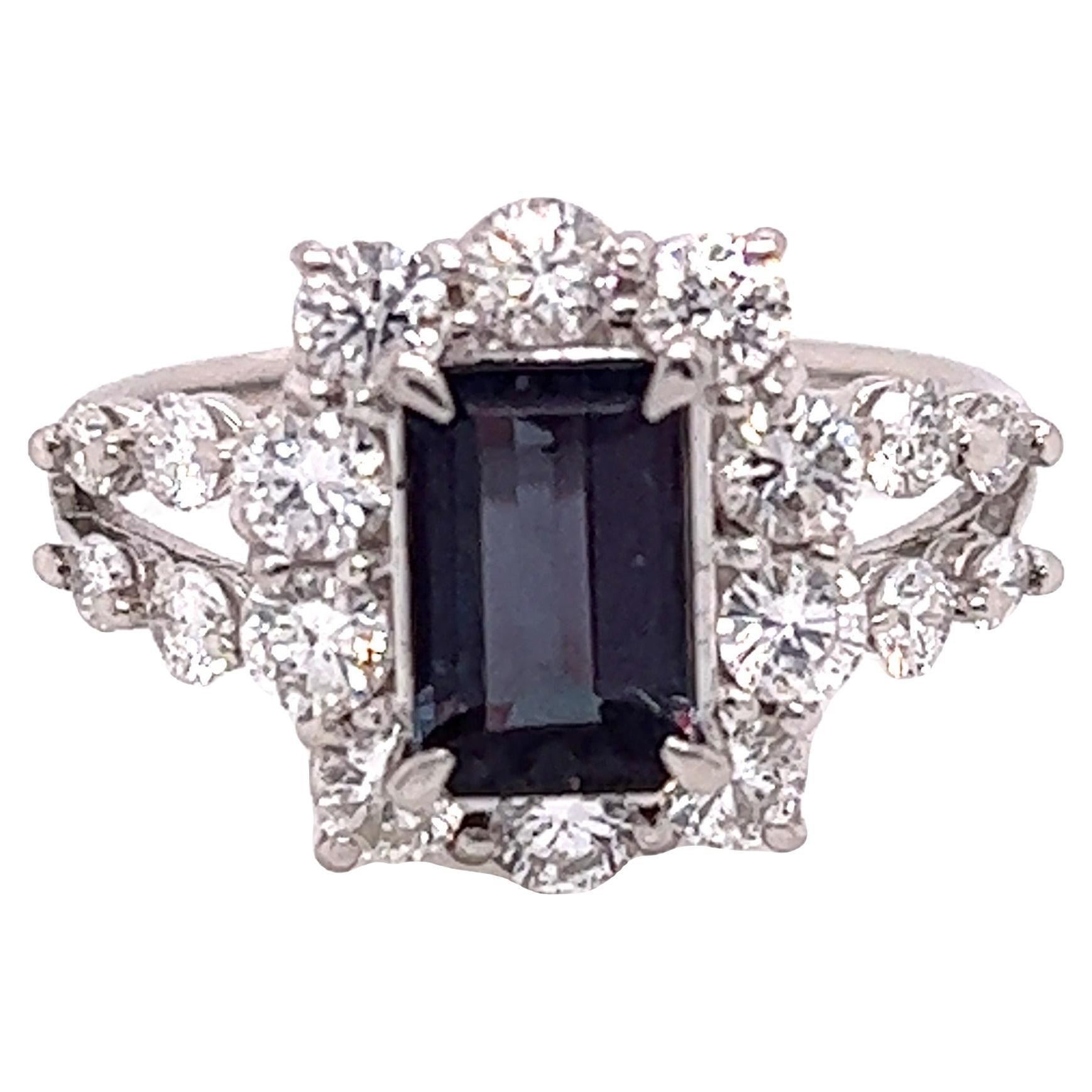 Natural GIA Certified 1.40 Ct Brazillian Alexandrite & Diamond Cocktail Ring For Sale