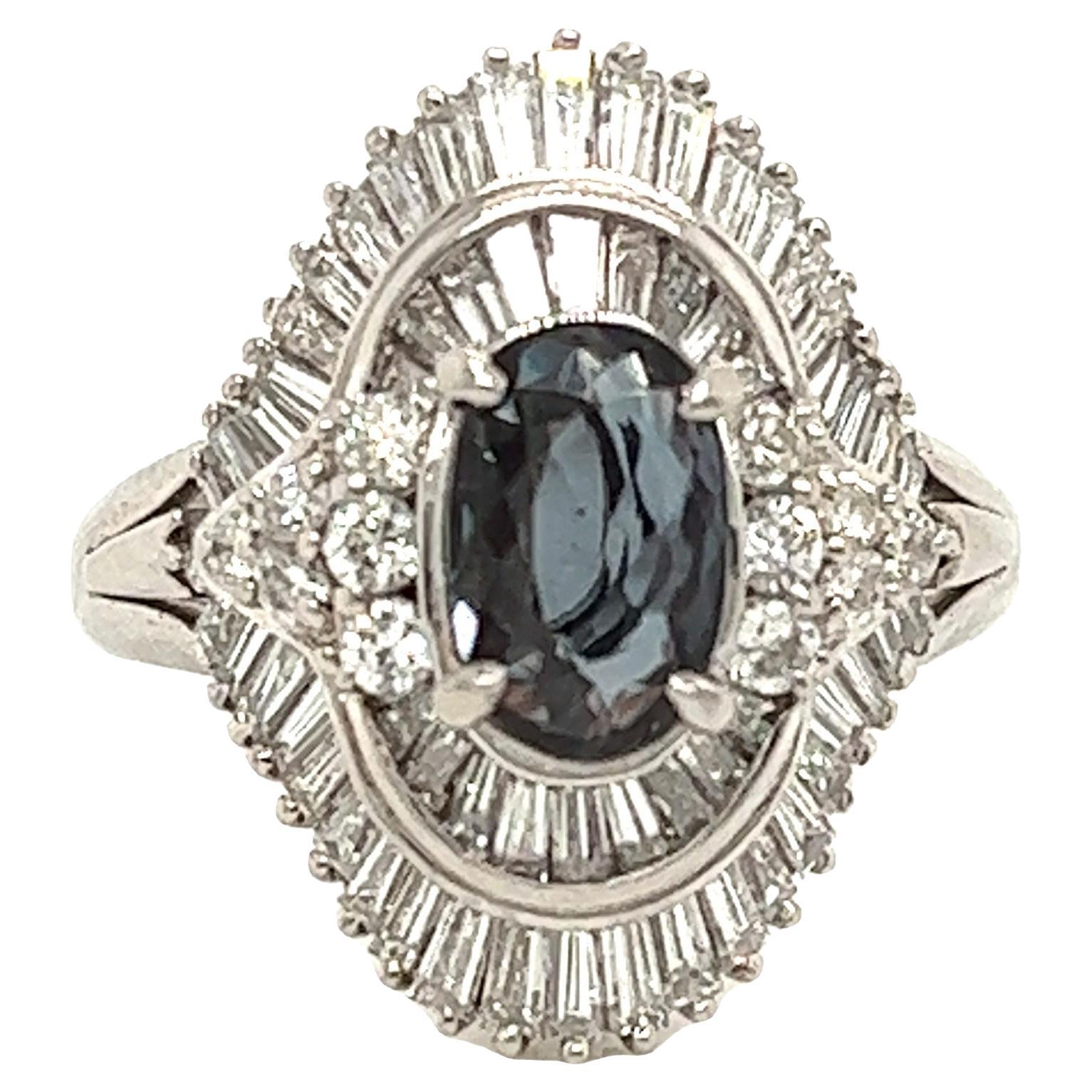 Natural GIA Certified 1.40 Ct. Brazillian Alexandrite & Diamond Cocktail Ring For Sale