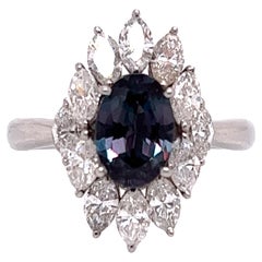 Natural Platinum 1.41 Ct  Alexandrite & Diamond Vintage Ring
