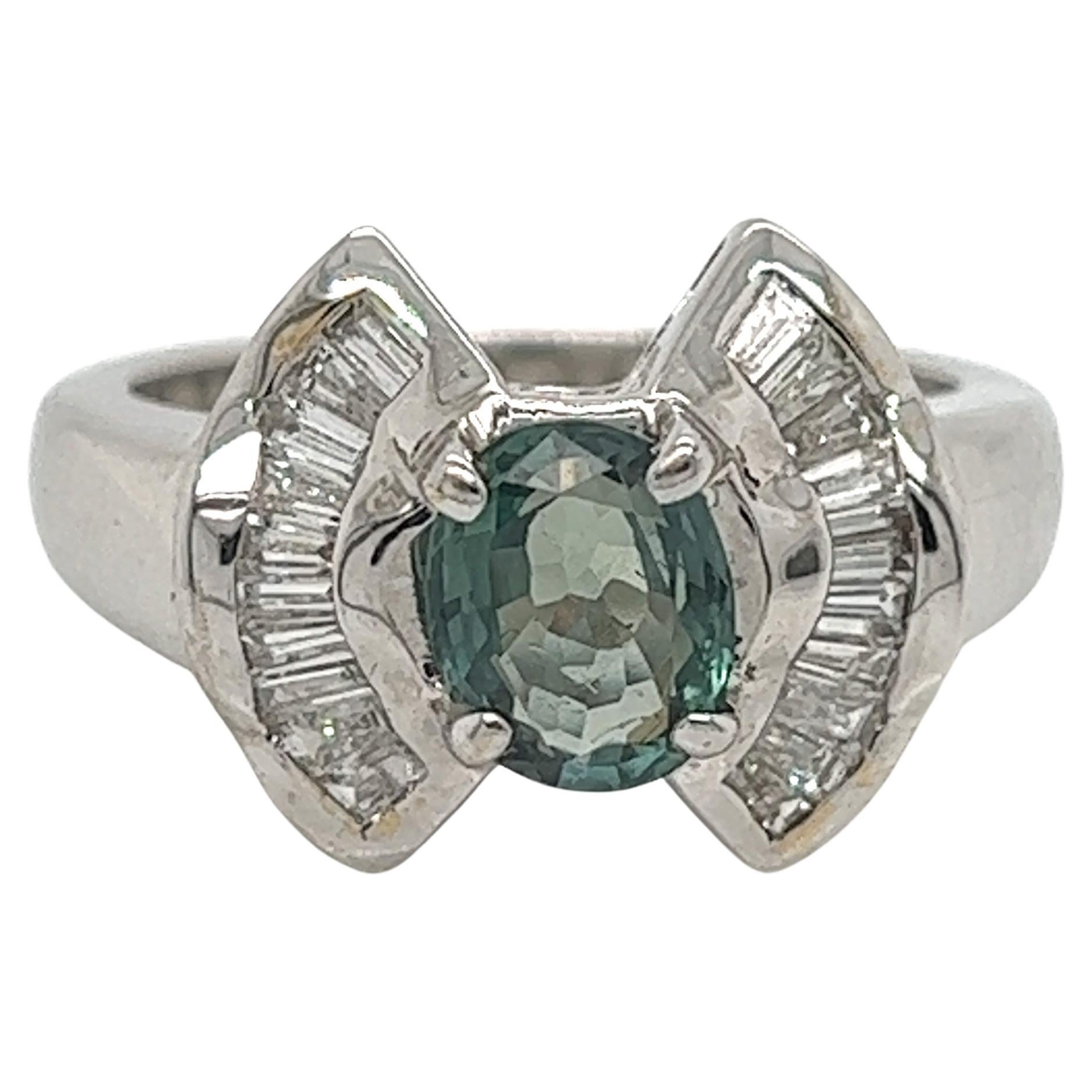 Certifié GIA Natural - 1,49 ct. Bague vintage alexandrite et diamant