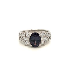 Natural GIA Certified 1.62 Ct  Alexandrite & Diamond Vintage Ring