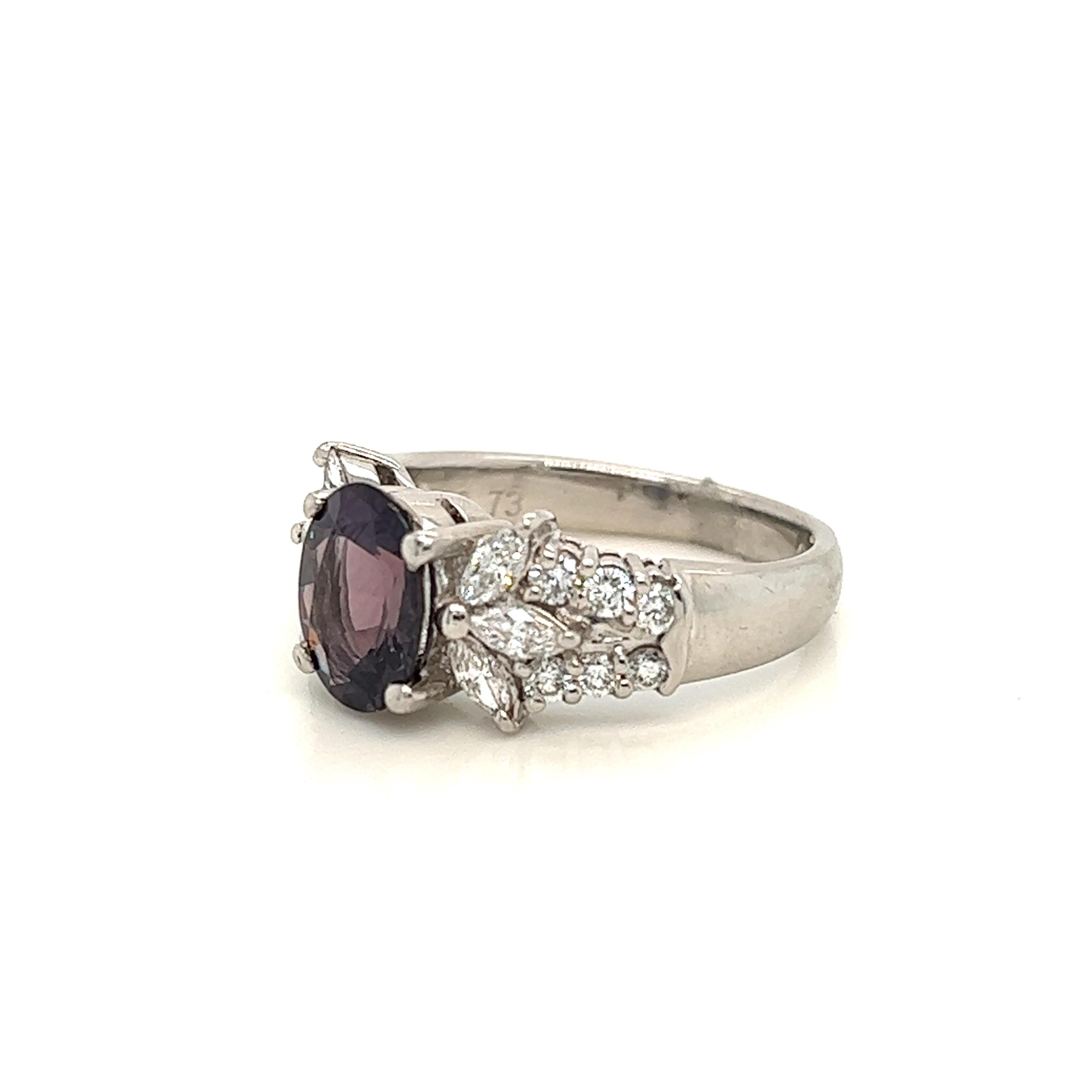 Victorian Natural GIA Certified 1.62 Ct  Alexandrite & Diamond Vintage Ring For Sale