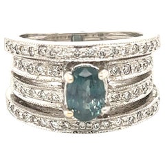 Natural GIA Certified 1.71 Ct  Alexandrite & Diamond Vintage Ring