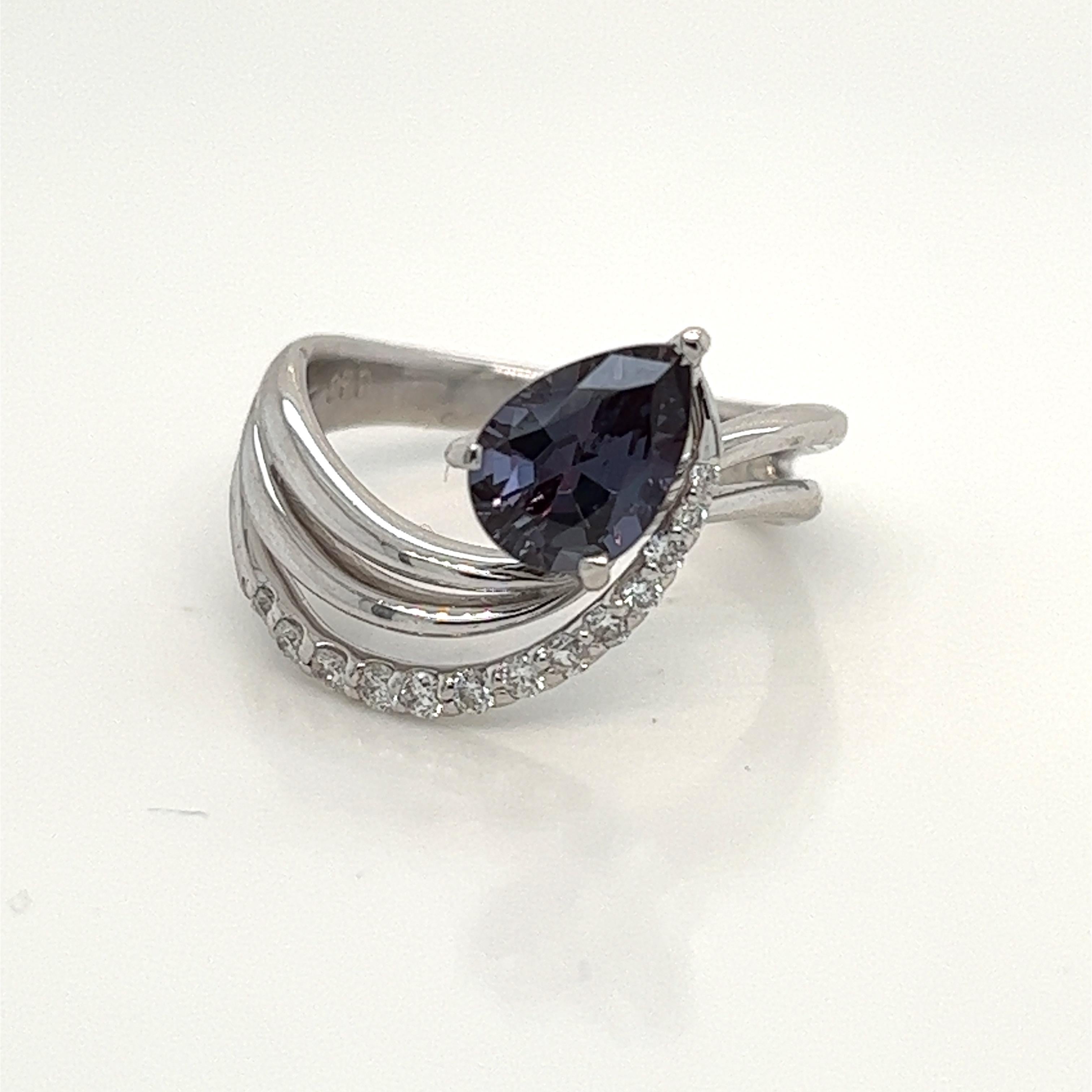 Oval Cut Natural GIA Certified 1.38 Ct. Brazillian Alexandrite & Diamond Cocktail Ring For Sale