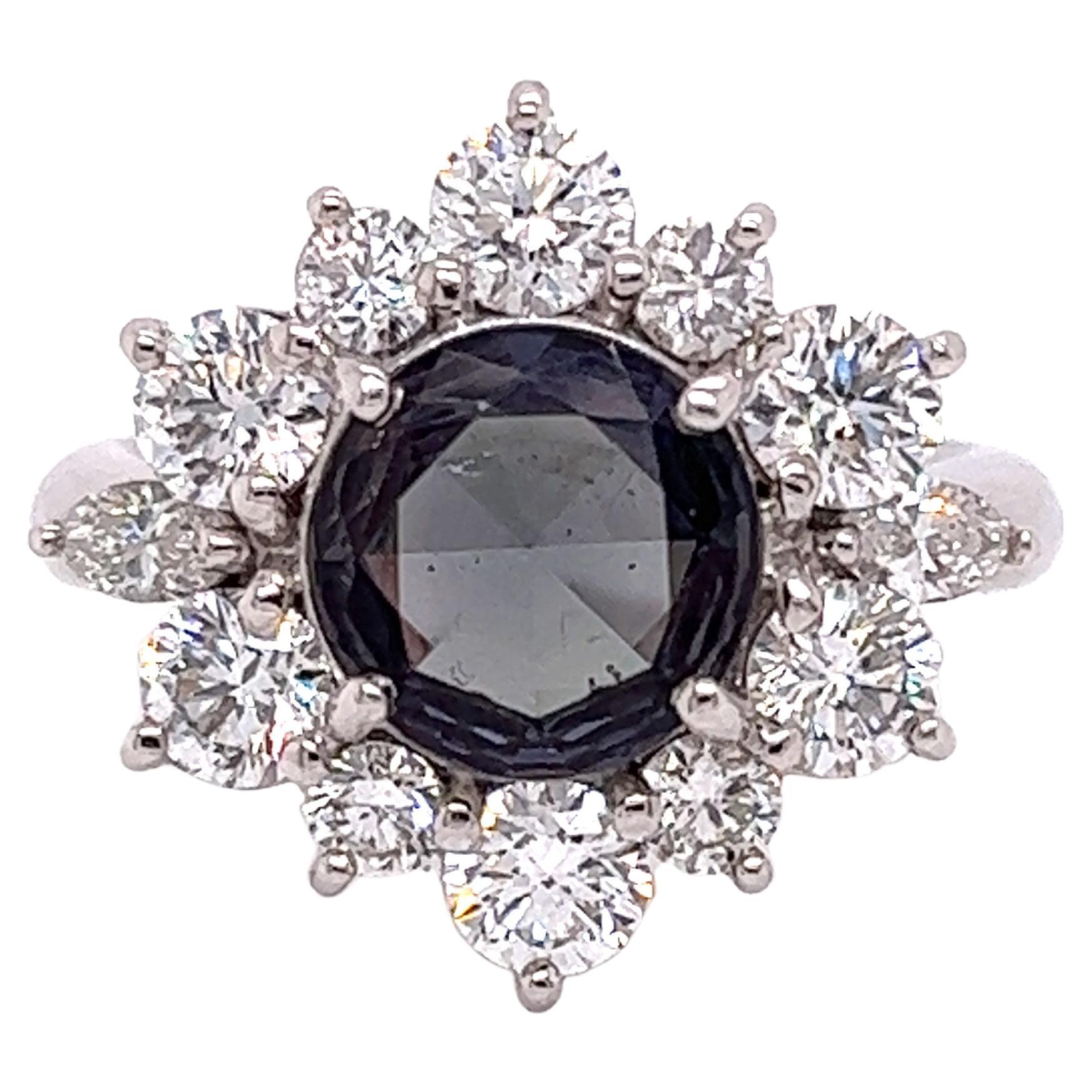 Natural GIA Certified 1.78 Ct Brazillian Alexandrite & Diamond Cocktail Ring For Sale