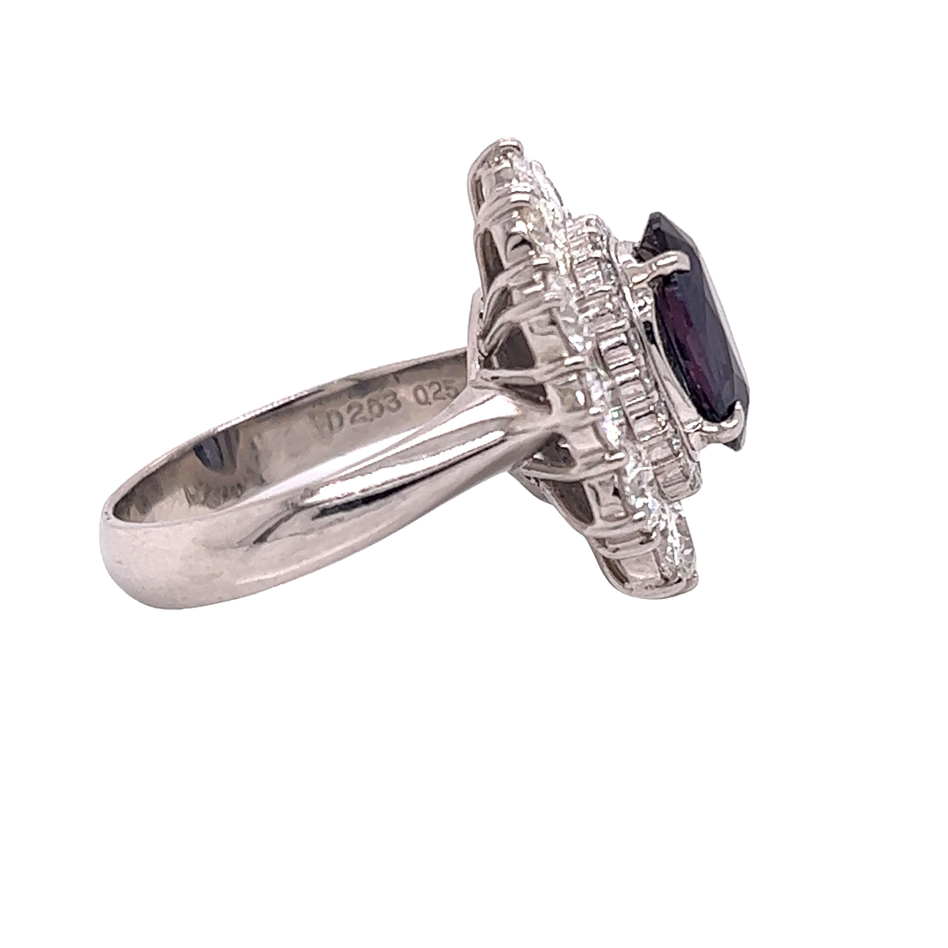 Women's Natural GIA Certified 2.16 Ct. Brazillian Alexandrite & Diamond Cocktail Ring For Sale